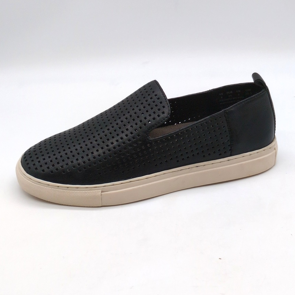 Hush Puppies Shoes Womens Manda Black 8 Loafer Sneakers Leather Perforated NEW